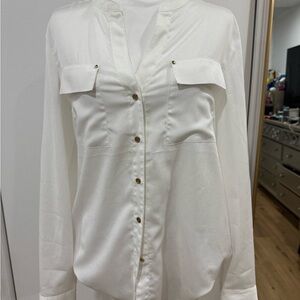 PROMISE Classic White Button-Up Blouse